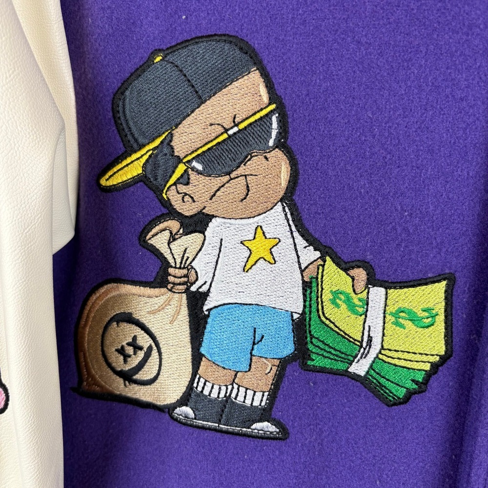 Civilized Self Love Varsity Jacket Small Purple Embroidered Letterman Bomber -S - Picture 5 of 16